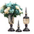 Soga 2 X Clear Glass Flower Vase With Lid And Blue Flower Filler Vase Black Set