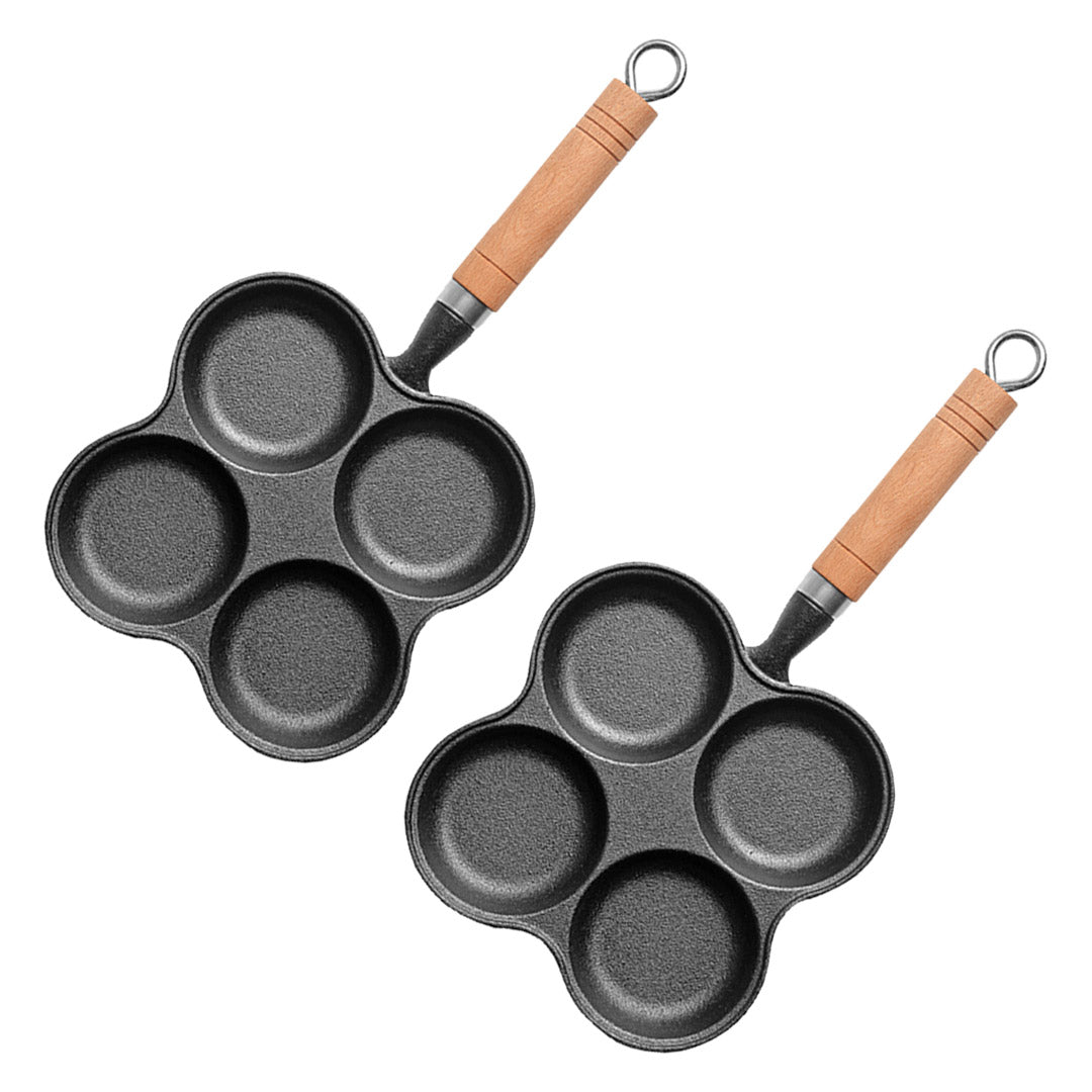 Soga 2 X 4 Mold Multi Portion Cast Iron Breakfast Fried Egg Pancake Omelet Fry Pan