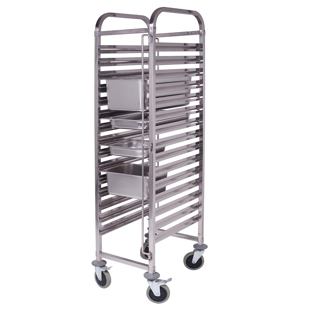 Soga Gastronorm Trolley 15 Tier Stainless Steel Bakery Trolley Suits Gn 1/1 Pans