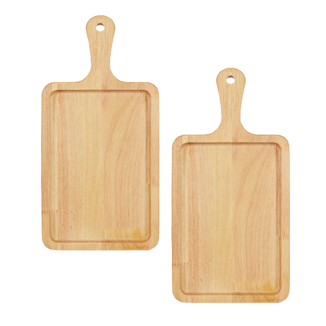 Soga 2 X 30cm Rectangle Premium Wooden Oak Food Serving Tray Charcuterie Board Paddle Home Decor