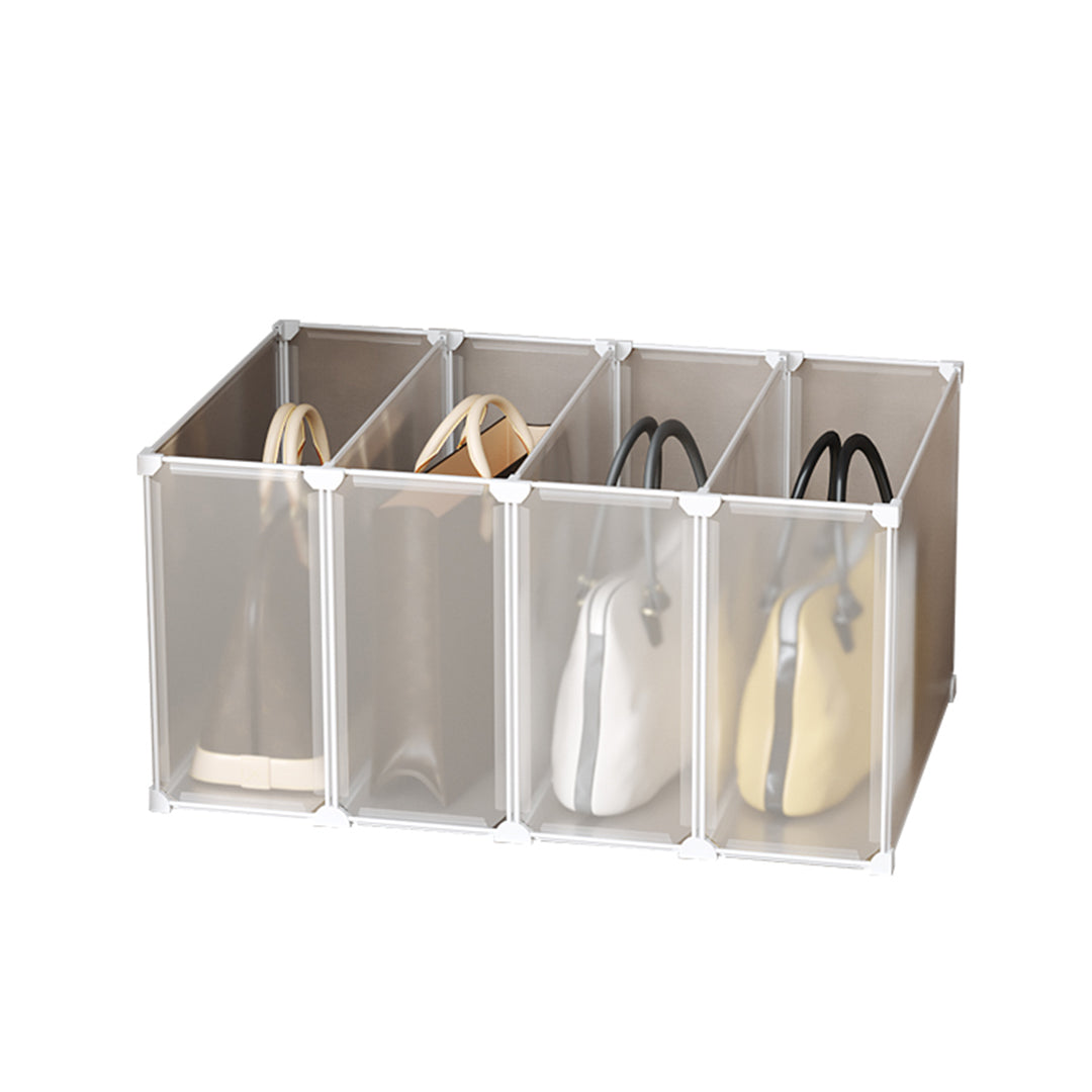 1 Tier Multifunctional PP Plastic Bag Box Portable Cubby DIY Storage Shelves Stackable Handbag Purse Organiser