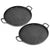 Soga 2 X 28cm Ribbed Cast Iron Frying Pan Skillet Coating Steak Sizzle Platter