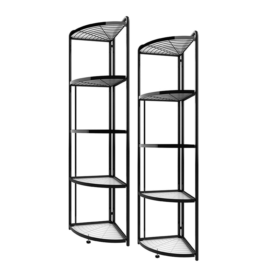 Soga 2 X 5 Tier Steel Triangular Corner Stand Multi Functional Shelves Portable Storage Organizer