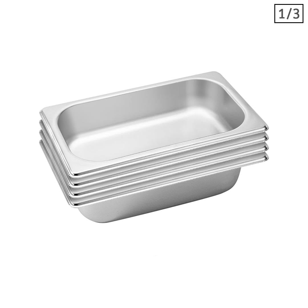 Soga 4 X Gastronorm Gn Pan Full Size 1/3 Gn Pan 6.5 Cm Deep Stainless Steel Tray