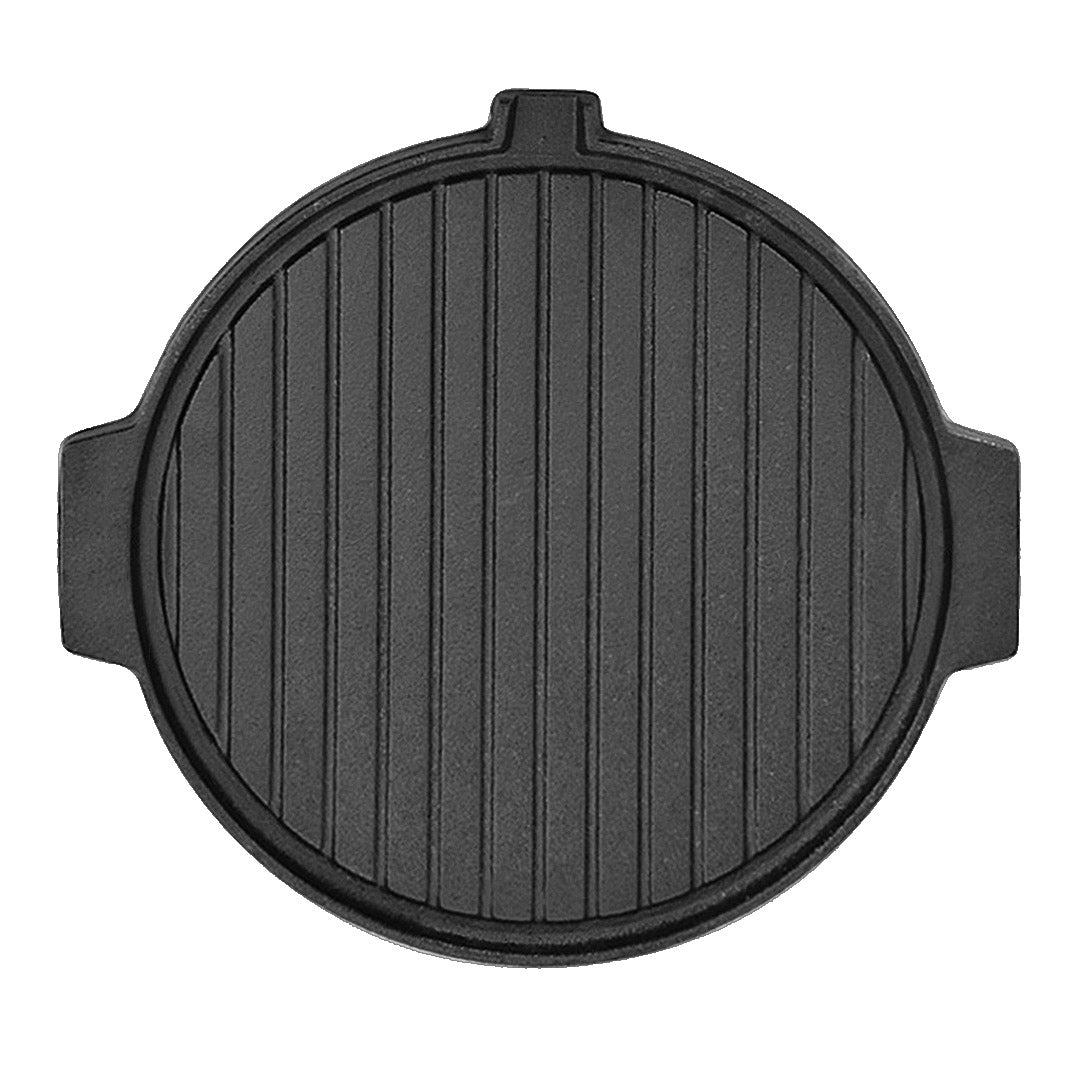 Soga 30 Cm Round Cast Iron Korean Bbq Grill Plate With Handles And Drip Lip