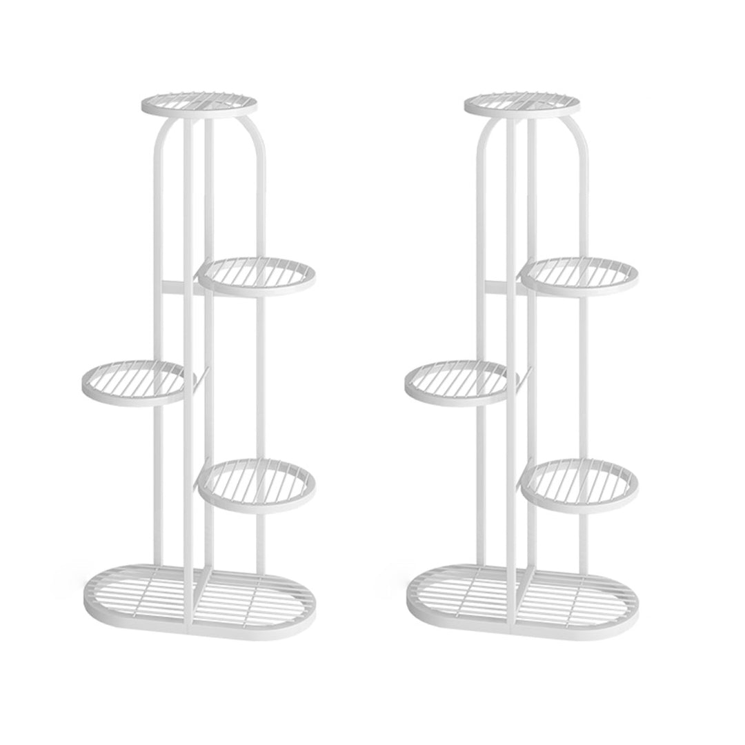 Soga 2 X 5 Tier 6 Pots White Round Metal Plant Rack Flowerpot Storage Display Stand Holder Home Garden Decor