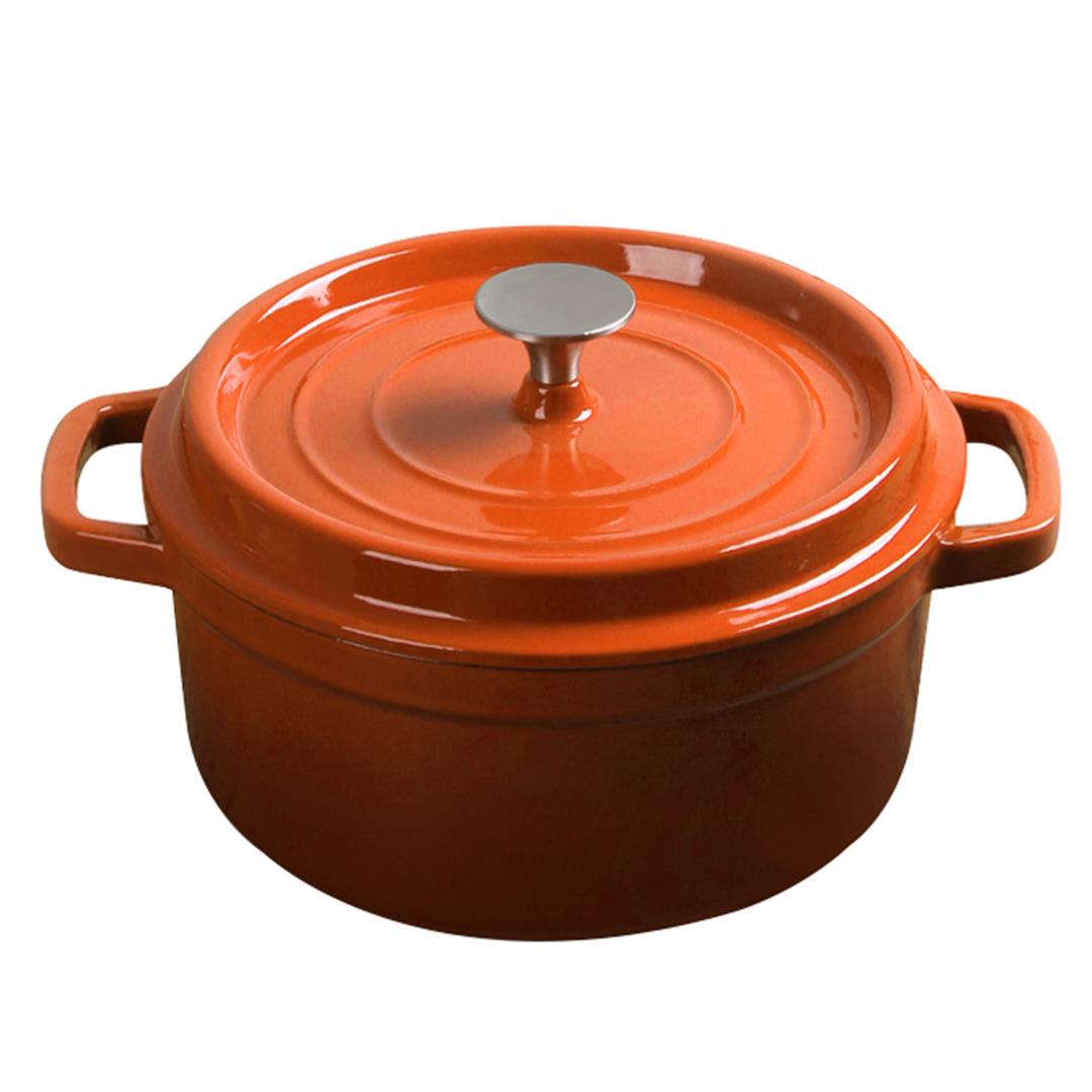 Soga Cast Iron 26cm Enamel Porcelain Stewpot Casserole Stew Cooking Pot With Lid 5 L Orange