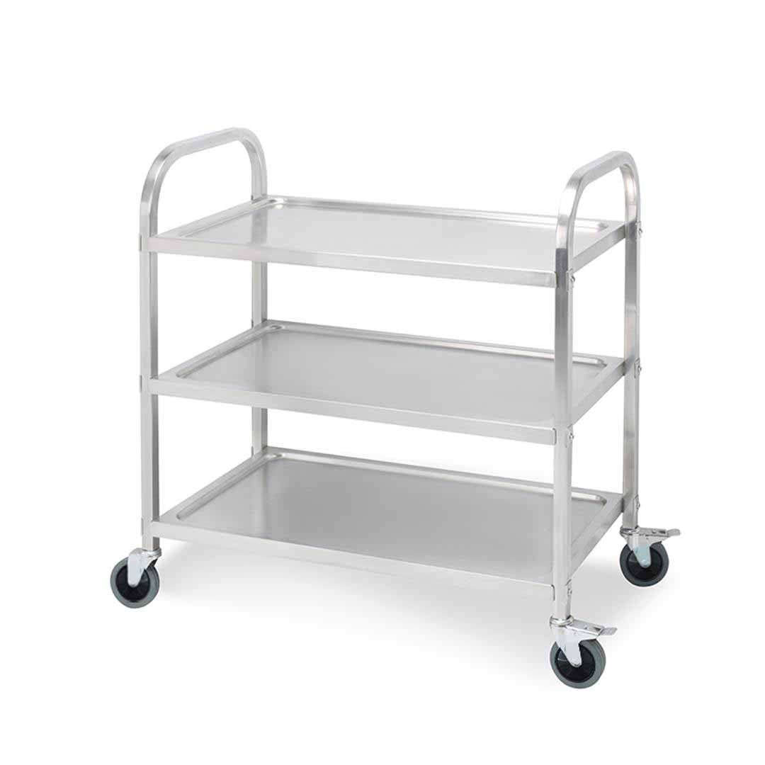 Soga 3 Tier 95x50x95cm Stainless Steel Kitchen Dinning Food Cart Trolley Utility Size Large