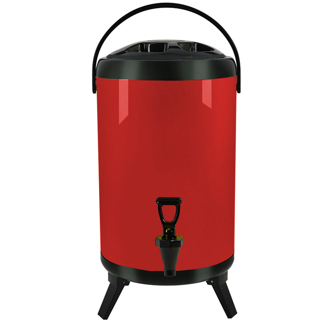 Soga 16 L Stainless Steel Insulated Milk Tea Barrel Hot And Cold Beverage Dispenser Container With Faucet Red