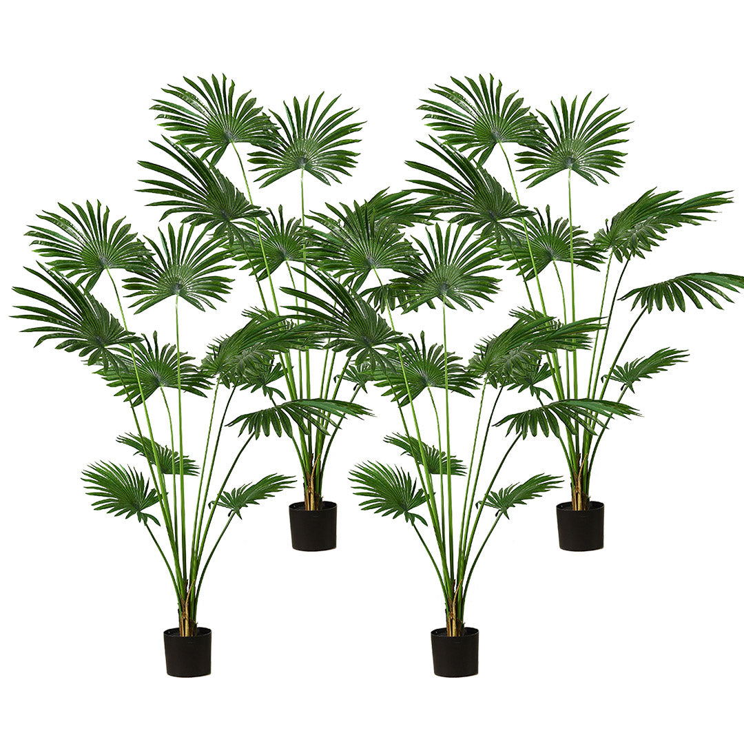Soga 4 X 180cm Artificial Natural Green Fan Palm Tree Fake Tropical Indoor Plant Home Office Decor
