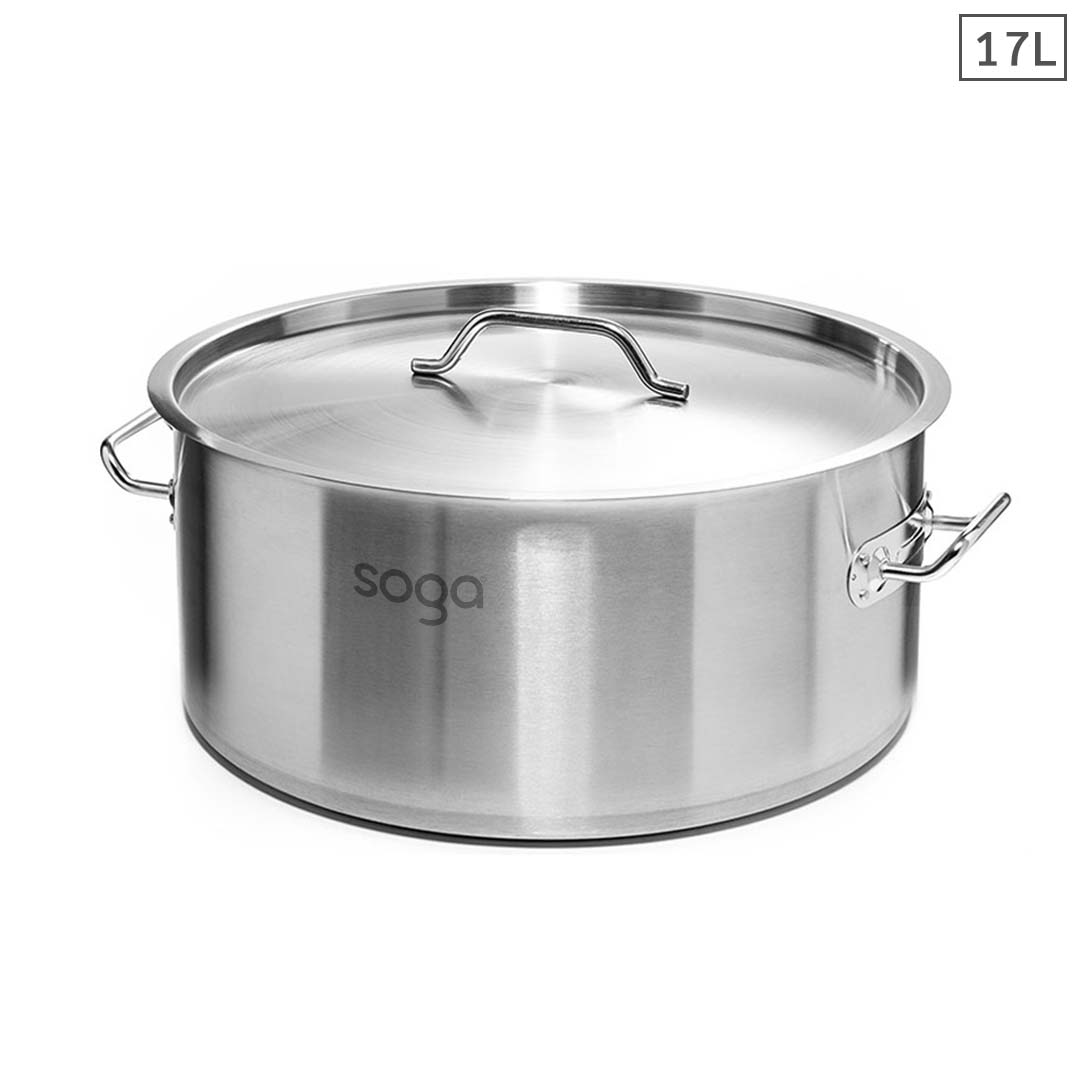 Soga Stock Pot 17 L Top Grade Thick Stainless Steel Stockpot 18/10