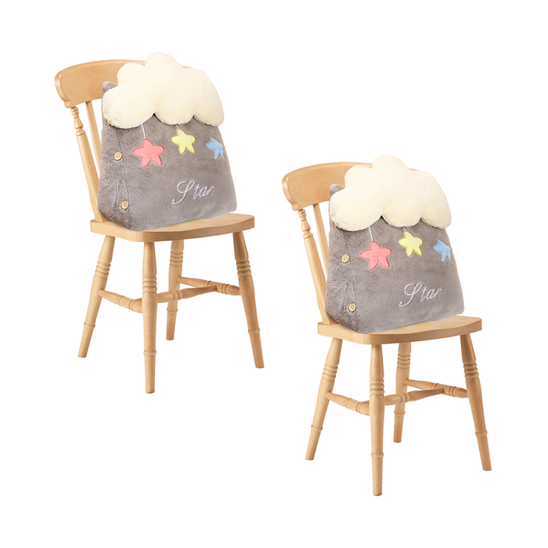 2X Grey Cute Cloud Cushion Soft Leaning Lumbar Wedge Pillow Bedside Plush Home Decor