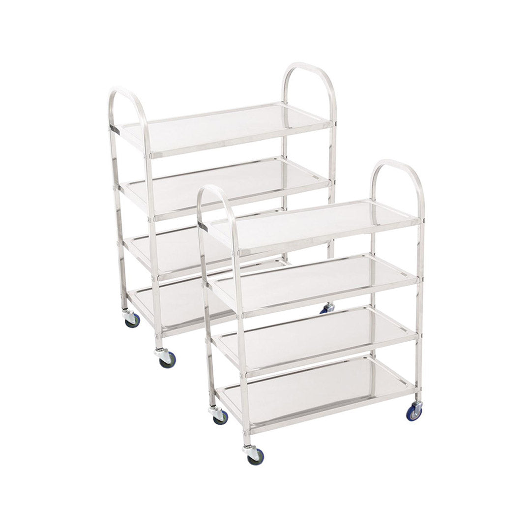 Soga 2 X 4 Tier Stainless Steel Kitchen Dinning Food Cart Trolley Utility Size Square Small