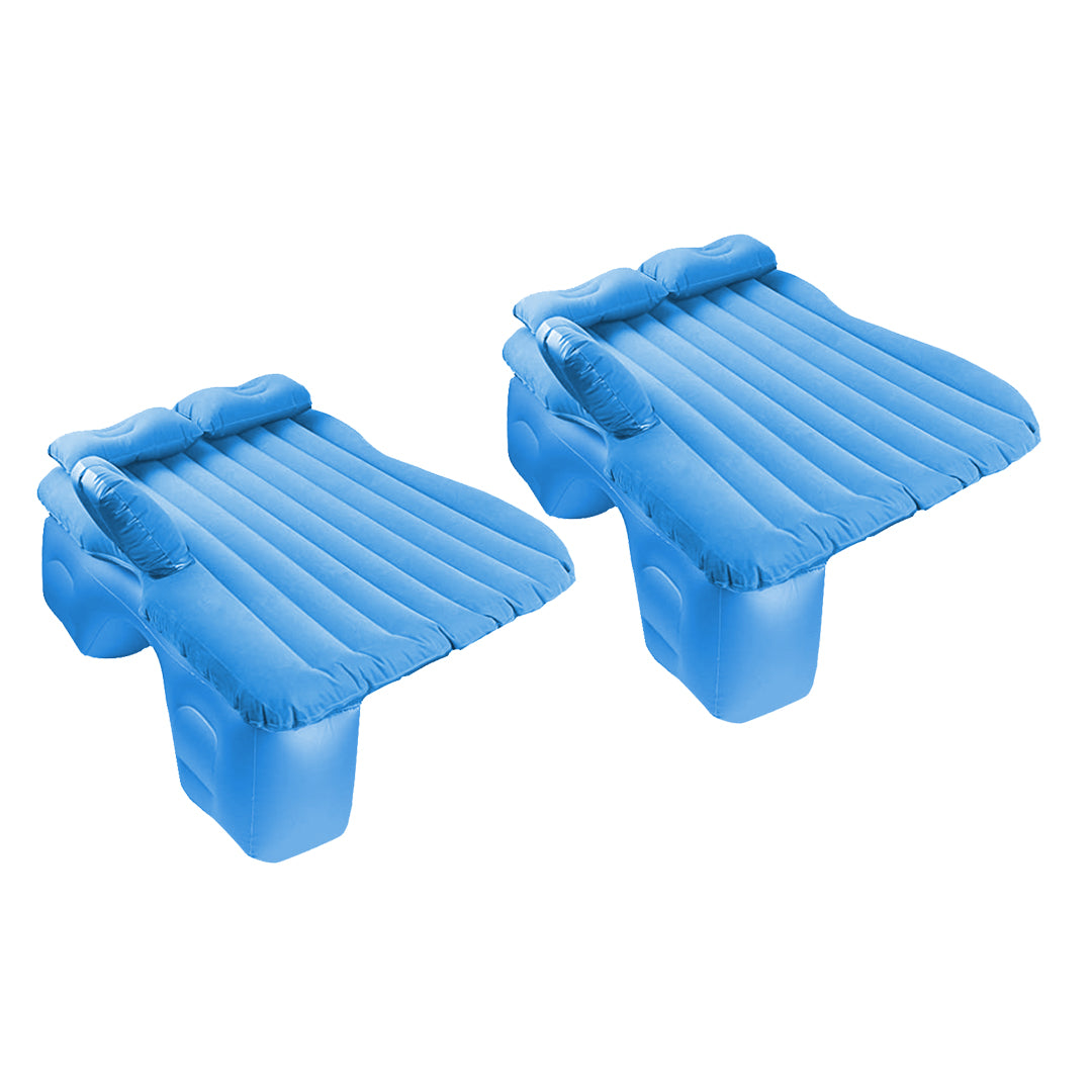 2X Blue Stripe Inflatable Car Mattress Portable Camping Rest Air Bed Travel Compact Sleeping Kit Essentials