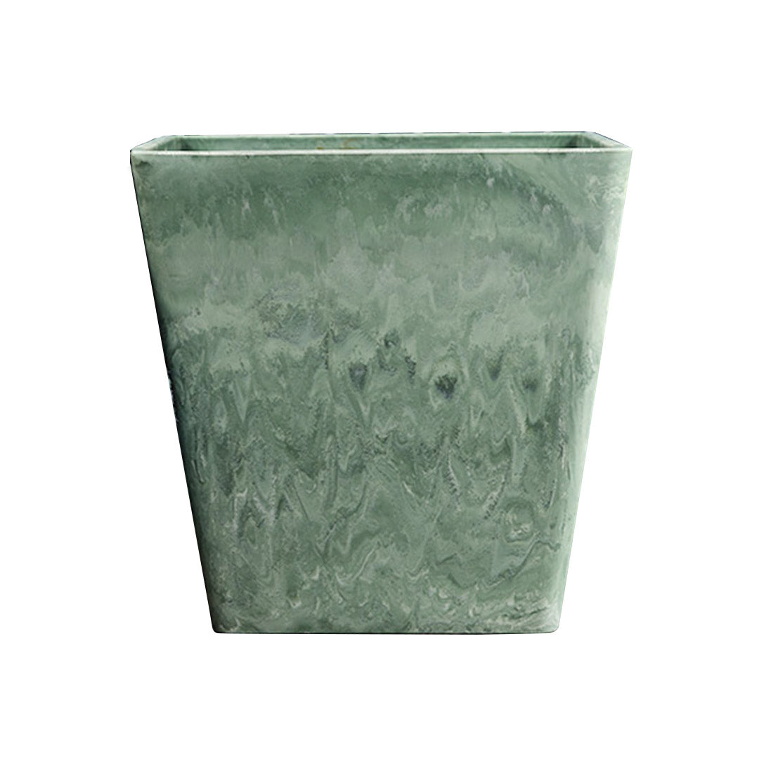 Soga 27cm Green Grey Square Resin Plant Flower Pot In Cement Pattern Planter Cachepot For Indoor Home Office