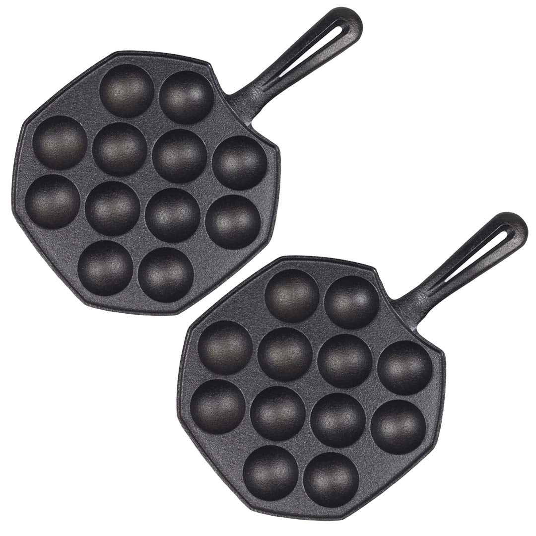 Soga 2 X 18 Cm Cast Iron Takoyaki Fry Pan Octopus Balls Maker 12 Hole Cavities Grill Mold