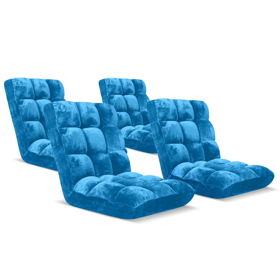 Soga 4 X Floor Recliner Folding Lounge Sofa Futon Couch Folding Chair Cushion Blue