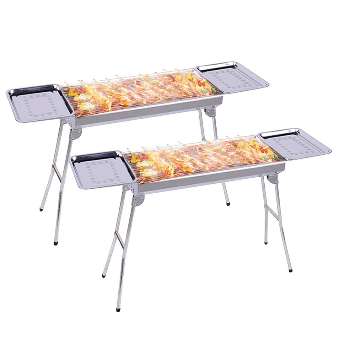 Soga 2 X Skewers Grill With Side Tray Portable Stainless Steel Charcoal Bbq Outdoor 6 8 Persons
