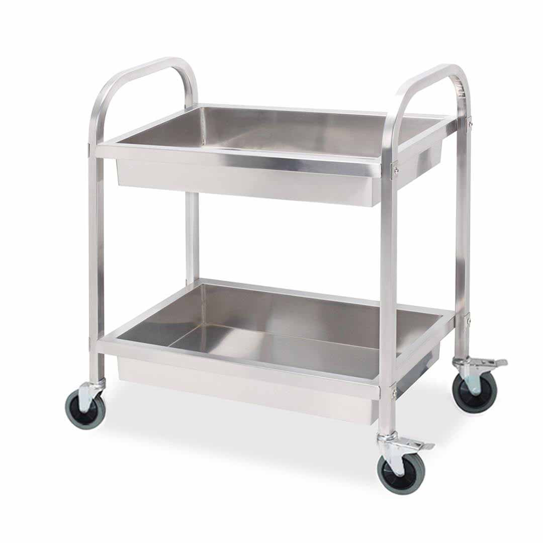 Soga 2 Tier 75x40x83cm Stainless Steel Kitchen Trolley Bowl Collect Service Food Cart Small