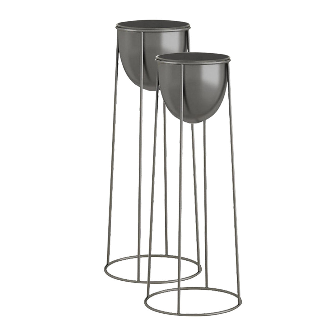 Soga 2 X 70cm Round Wire Metal Flower Pot Stand With Black Flowerpot Holder Rack Display