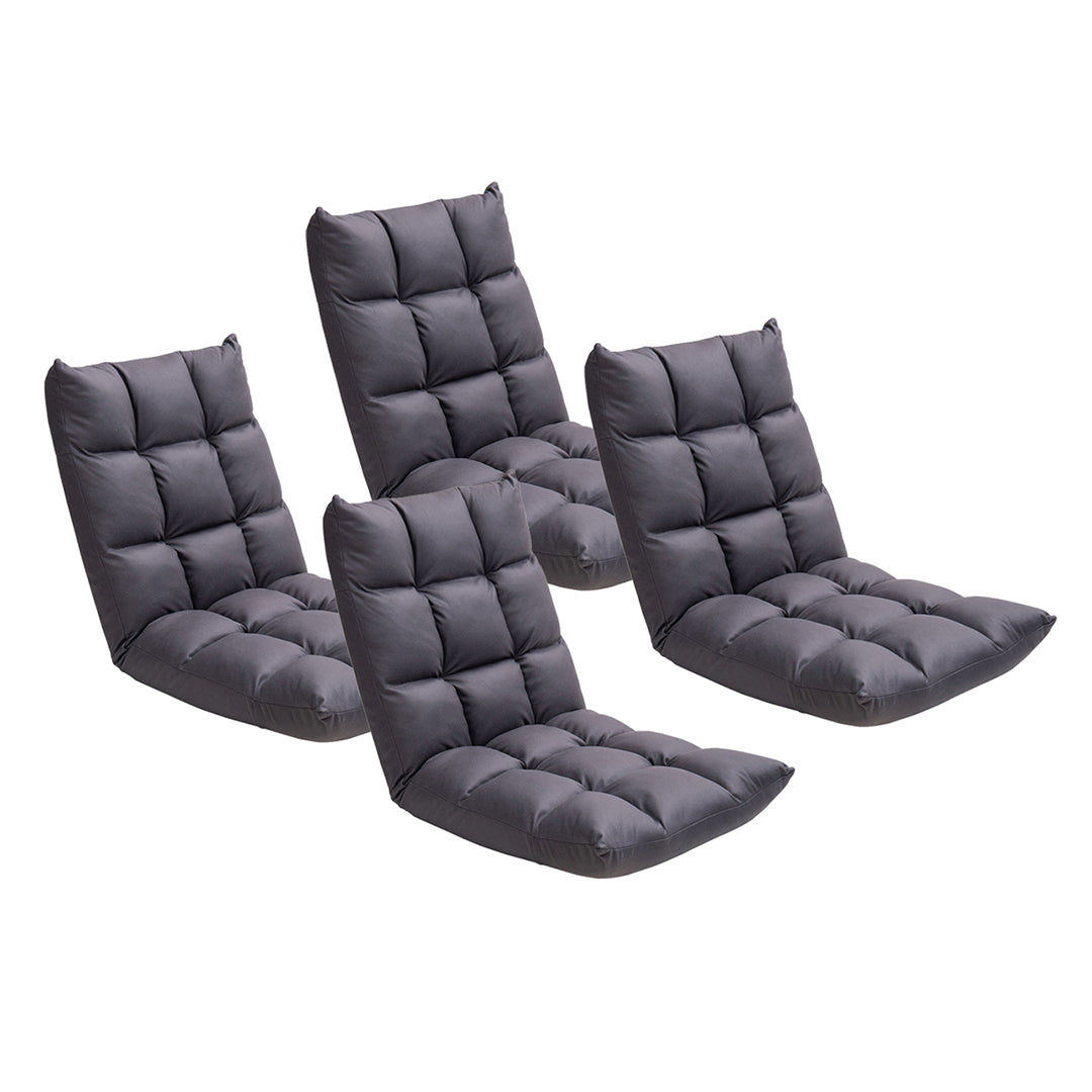 4X Grey Lounge Floor Recliner Adjustable Gaming Sofa Bed Foldable Indoor Outdoor Backrest Seat Home Office Decor