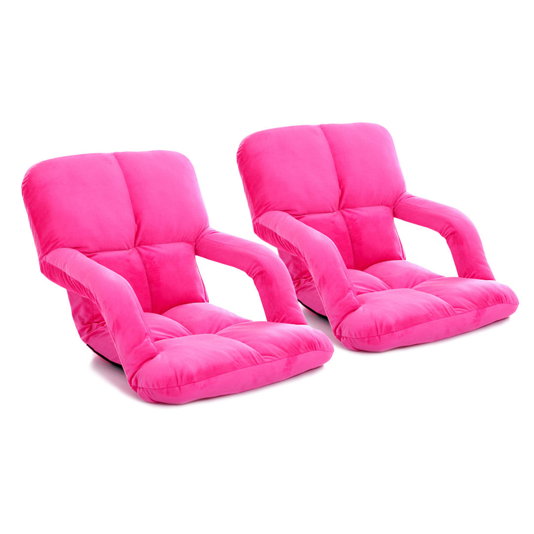 Soga 2 X Foldable Lounge Cushion Adjustable Floor Lazy Recliner Chair With Armrest Pink