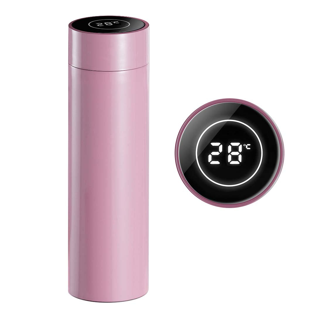 Soga 500 Ml Stainless Steel Smart Lcd Thermometer Display Bottle Vacuum Flask Thermos Pink