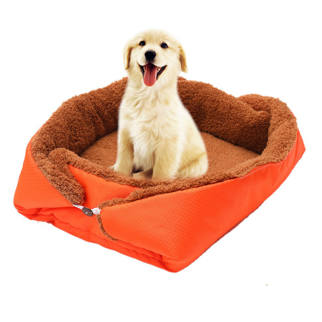 Soga Orange Dual Purpose Cushion Nest Cat Dog Bed Warm Plush Kennel Mat Pet Home Travel Essentials