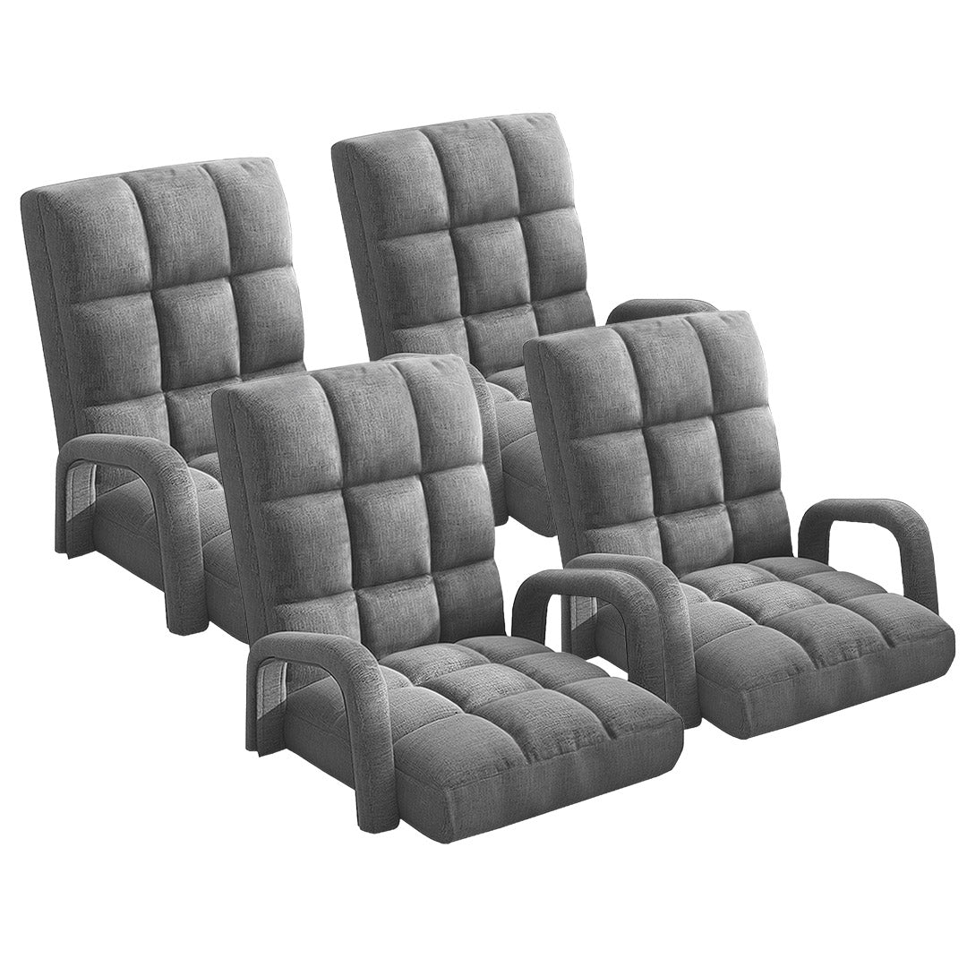 Soga 4 X Foldable Lounge Cushion Adjustable Floor Lazy Recliner Chair With Armrest Grey