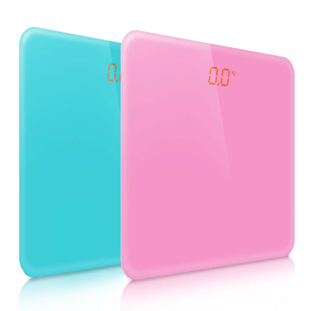 Soga 2 X 180kg Digital Fitness Weight Bathroom Gym Body Glass Lcd Electronic Scales Pink/Blue