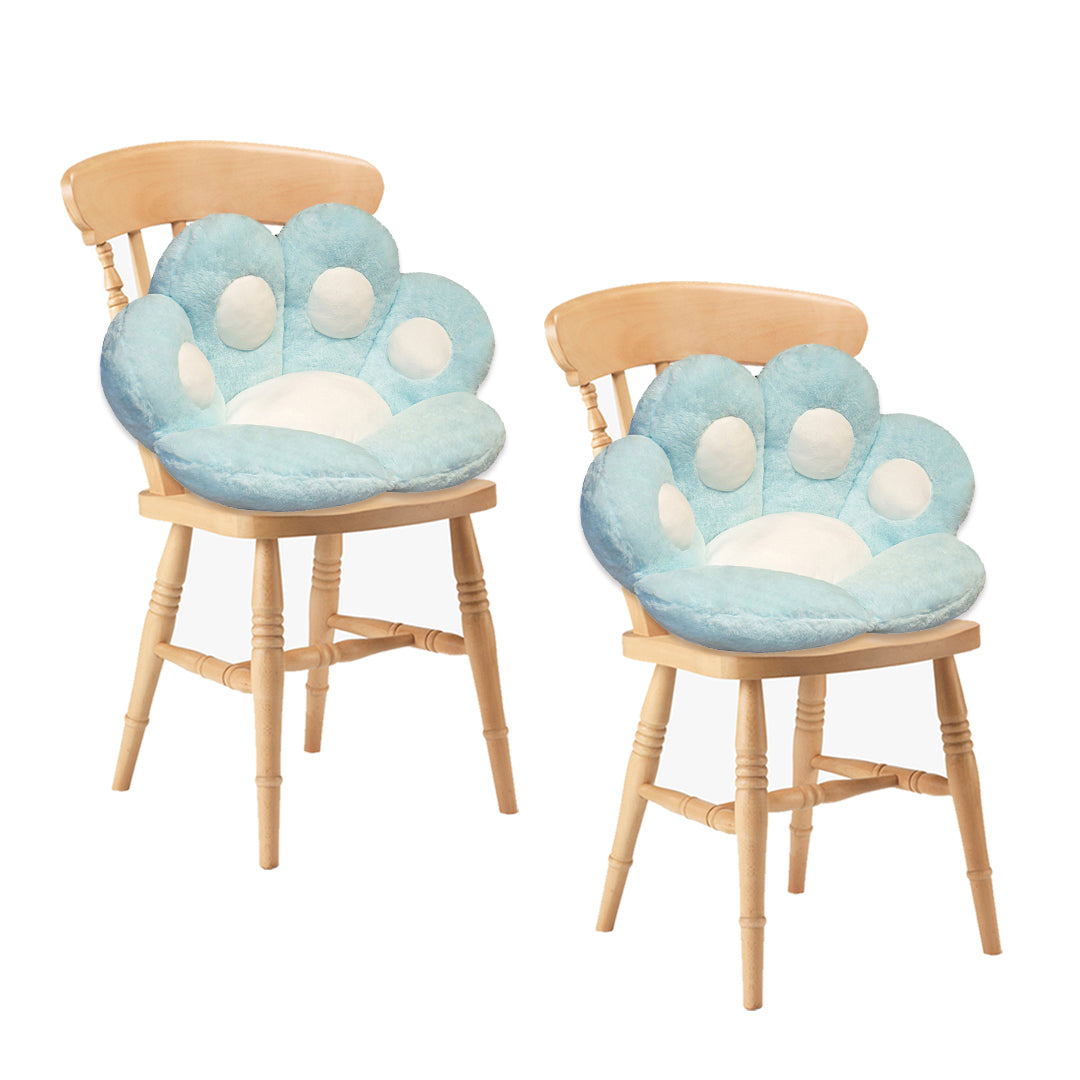 2X Blue Paw Shape Cushion Warm Lazy Sofa Decorative Pillow Backseat Plush Mat Home Decor