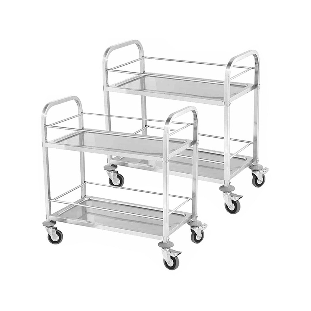 Soga 2 X 2 Tier 95x50x95cm Stainless Steel Drink Wine Food Utility Cart Large