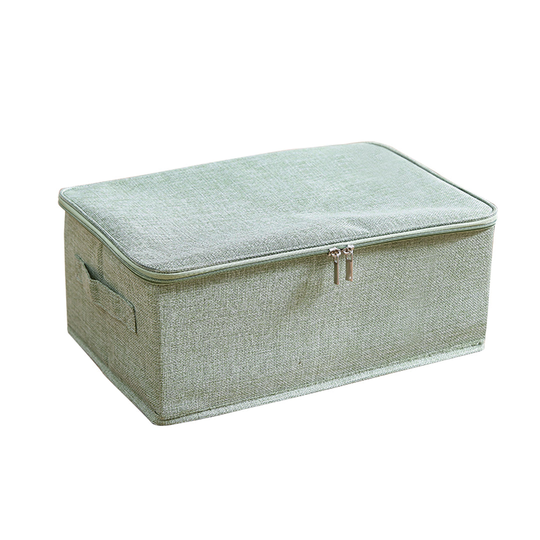 Green Small Portable Double Zipper Storage Box Moisture Proof Clothes Basket Foldable Home Organiser