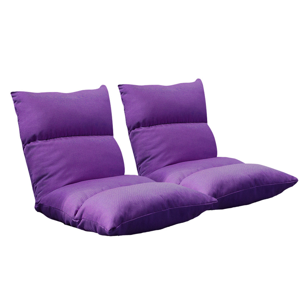 Soga 2 X Lounge Floor Recliner Adjustable Lazy Sofa Bed Folding Game Chair Purple