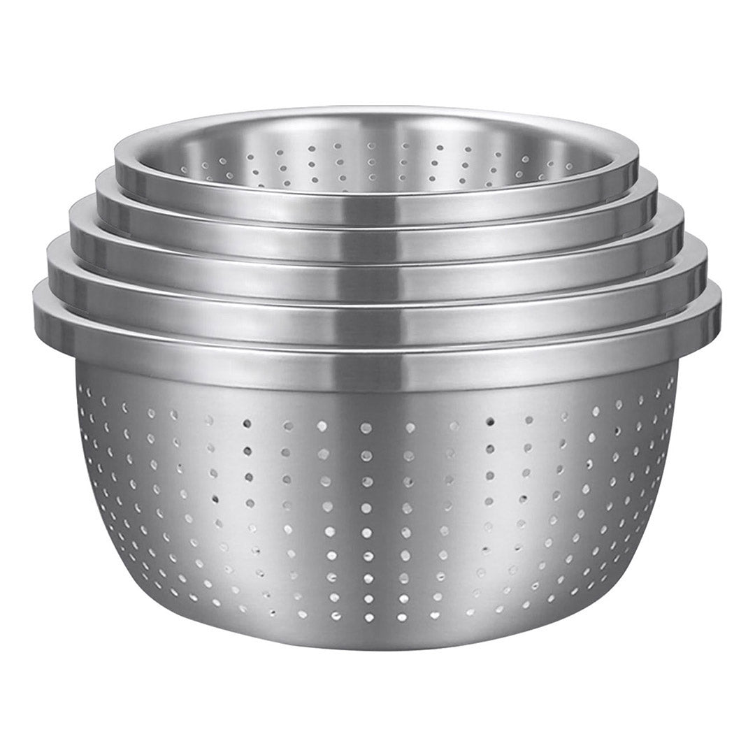 Soga Stainless Steel Nesting Basin Colander Perforated Kitchen Sink Washing Bowl Metal Basket Strainer Set Of 5