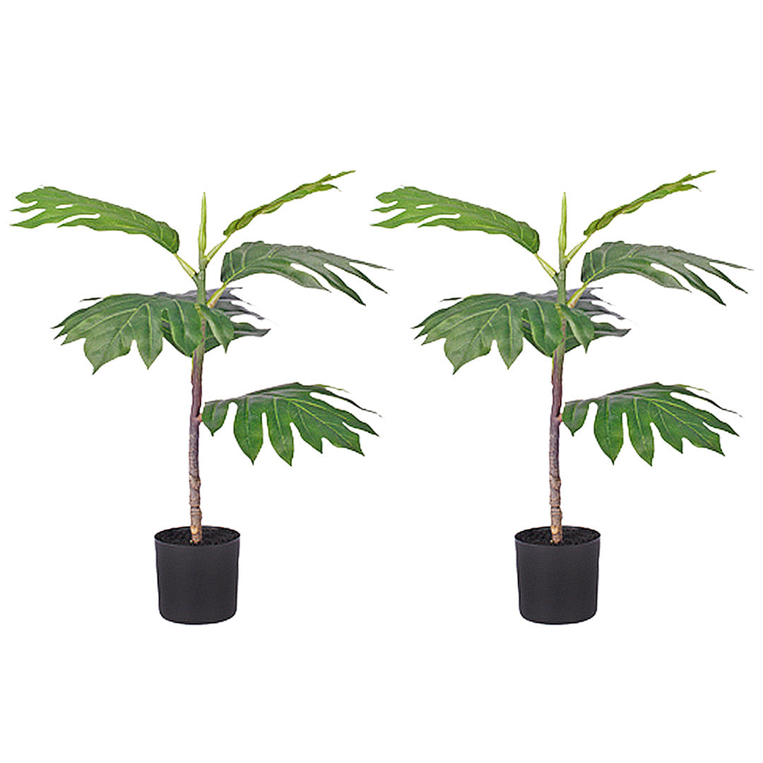 Soga 2 X 60cm Artificial Natural Green Split Leaf Philodendron Tree Fake Tropical Indoor Plant Home Office Decor