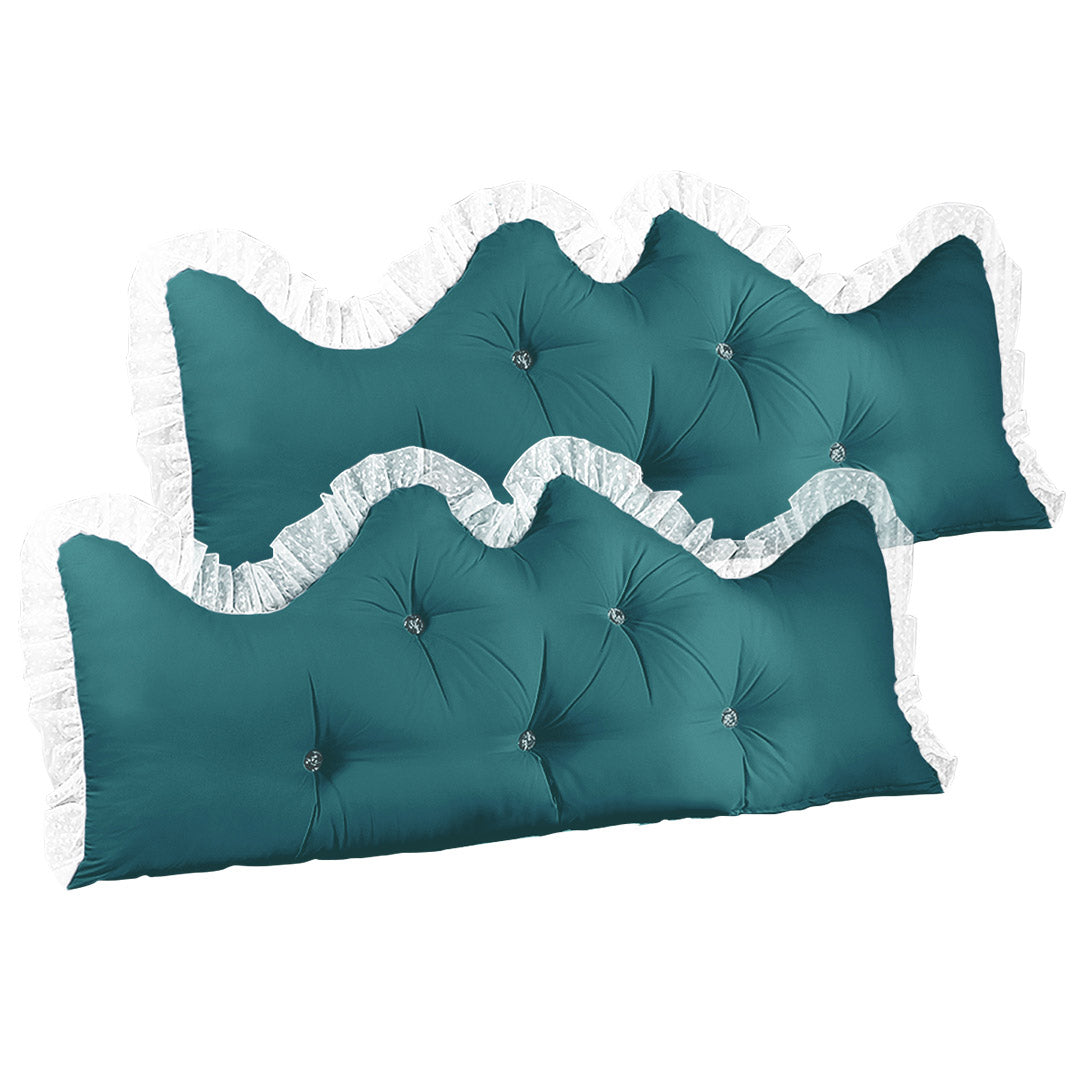 Soga 2 X 120cm Blue Green Princess Bed Pillow Headboard Backrest Bedside Tatami Sofa Cushion With Ruffle Lace Home Decor