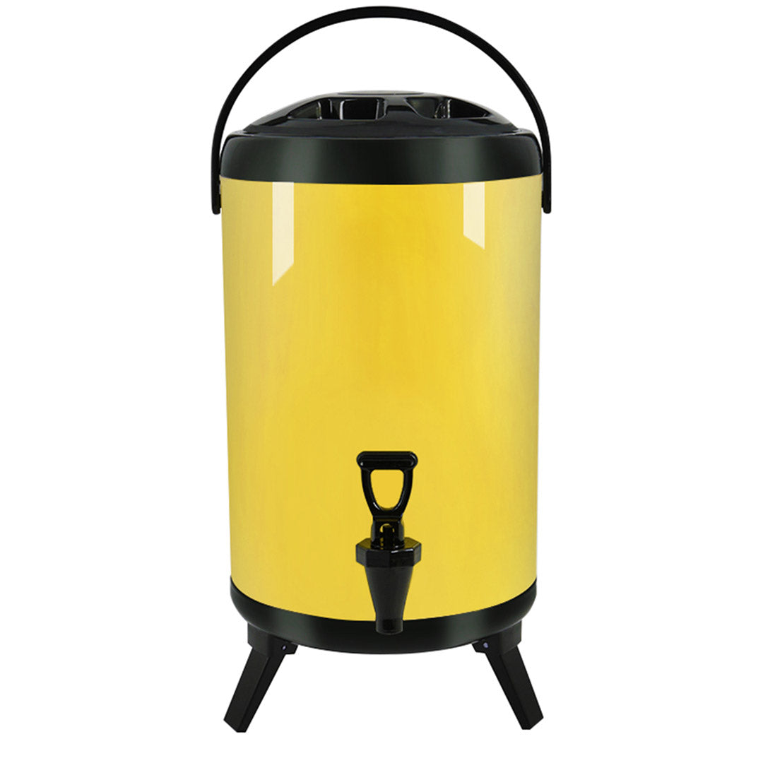 Soga 14 L Stainless Steel Insulated Milk Tea Barrel Hot And Cold Beverage Dispenser Container With Faucet Yellow
