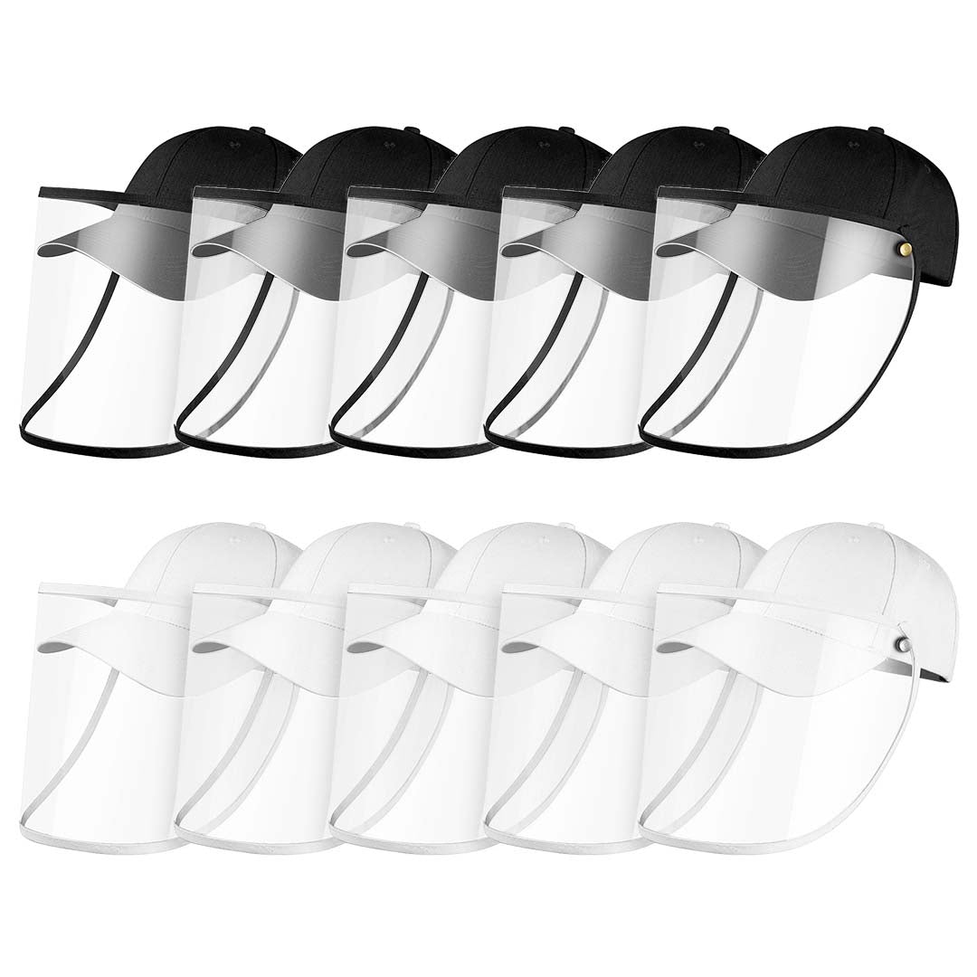 10 X Outdoor Protection Hat Anti Fog Pollution Dust Protective Cap Full Face Hd Shield Cover Adult Black/White