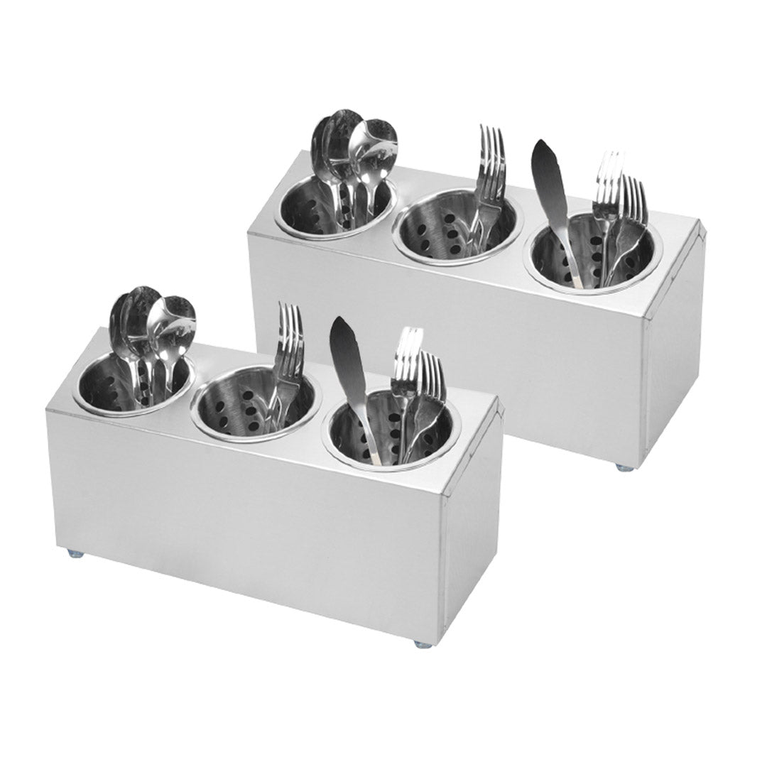 Soga 2 X 18/10 Stainless Steel Commercial Conical Utensils Cutlery Holder With 3 Holes