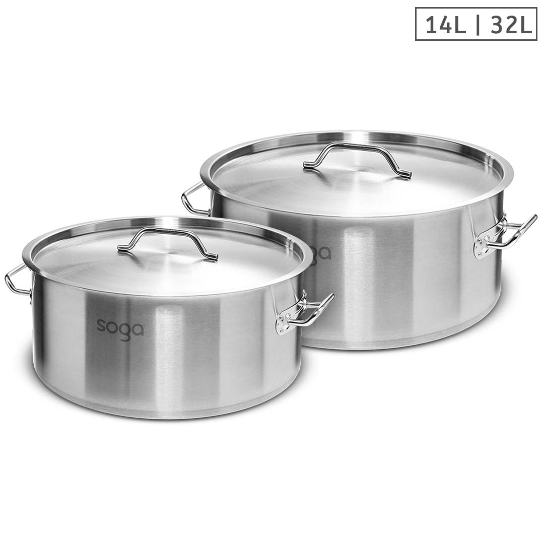 Soga Stock Pot 14 L 32 L Top Grade Thick Stainless Steel Stockpot 18/10