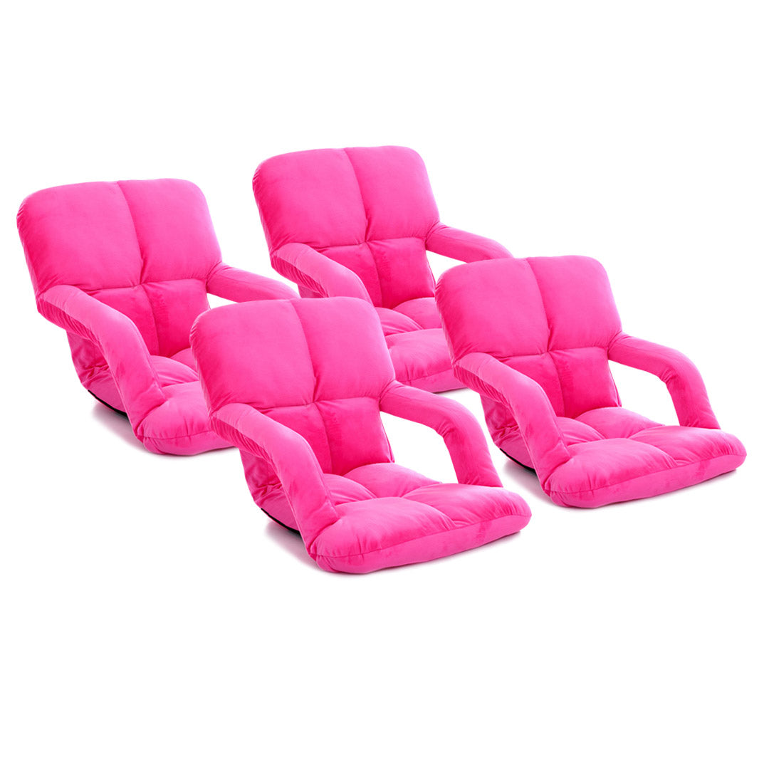 Soga 4 X Foldable Lounge Cushion Adjustable Floor Lazy Recliner Chair With Armrest Pink