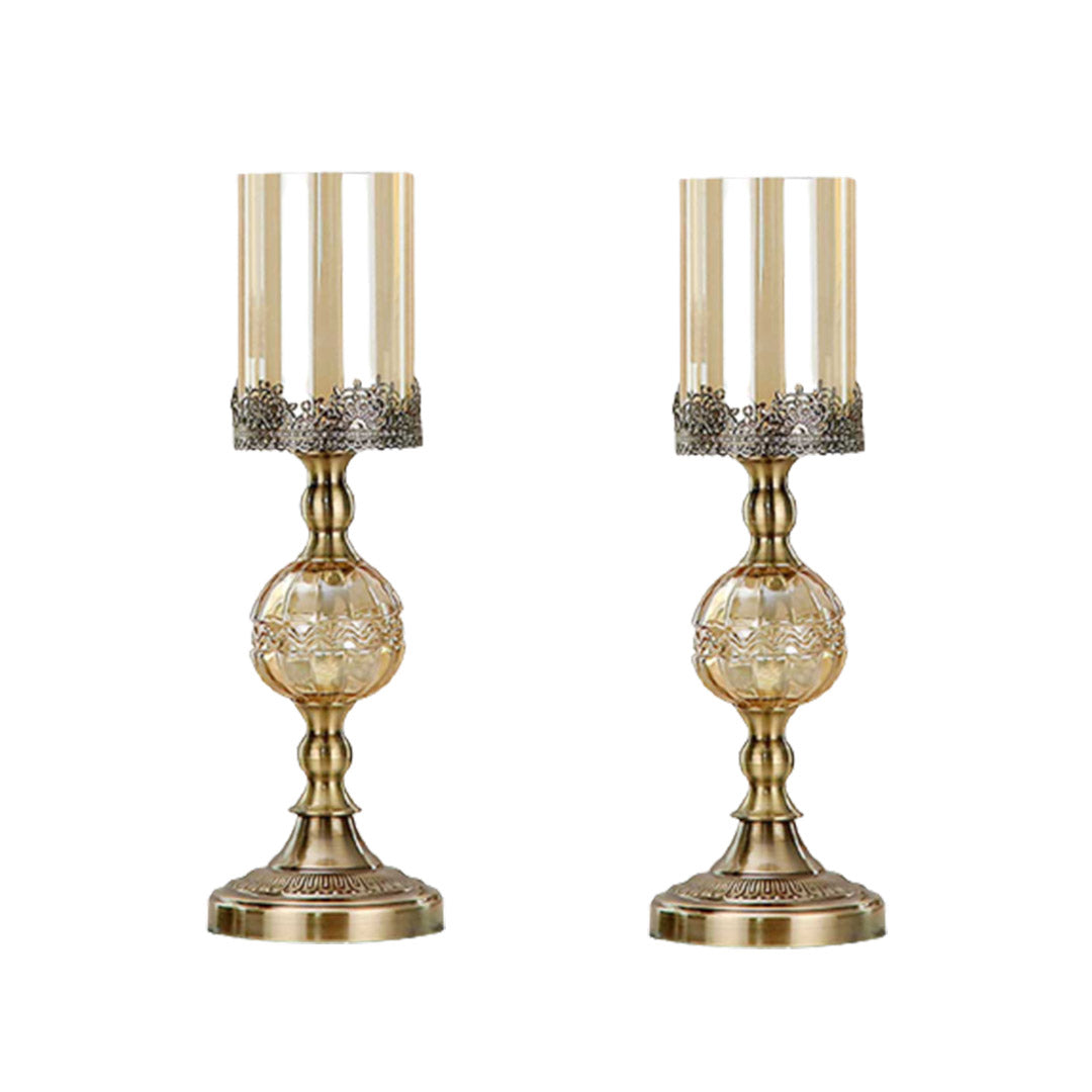 Soga 2 X 42cm Glass Candle Holder Candle Stand Glass/Metal