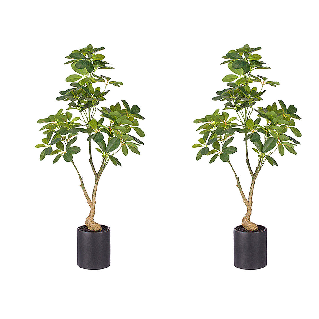 Soga 2 X 120cm Artificial Natural Green Schefflera Dwarf Umbrella Tree Fake Tropical Indoor Plant Home Office Decor