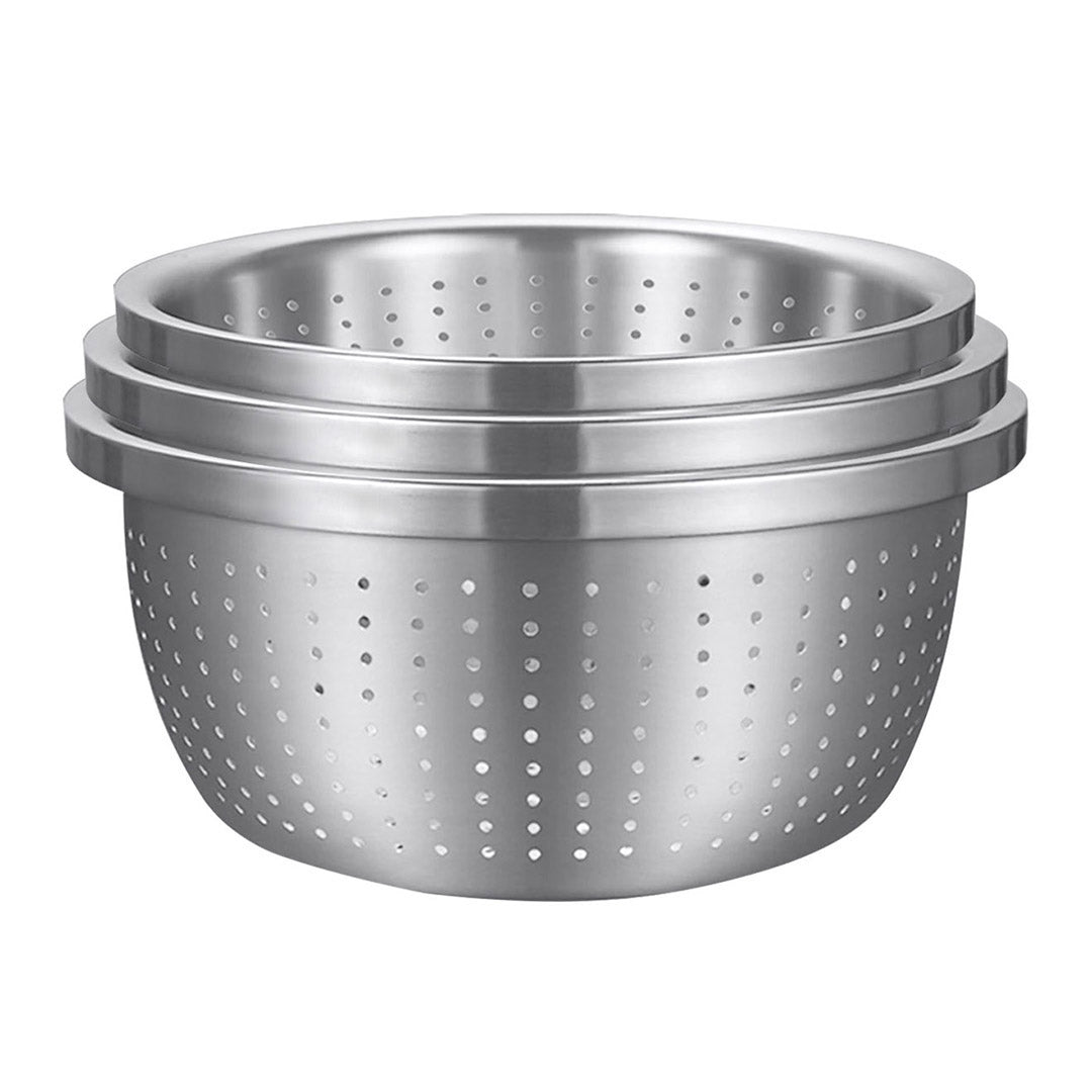 Soga Stainless Steel Nesting Basin Colander Perforated Kitchen Sink Washing Bowl Metal Basket Strainer Set Of 3