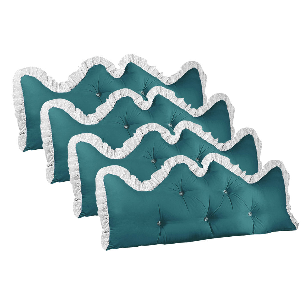 Soga 4 X 120cm Blue Green Princess Bed Pillow Headboard Backrest Bedside Tatami Sofa Cushion With Ruffle Lace Home Decor