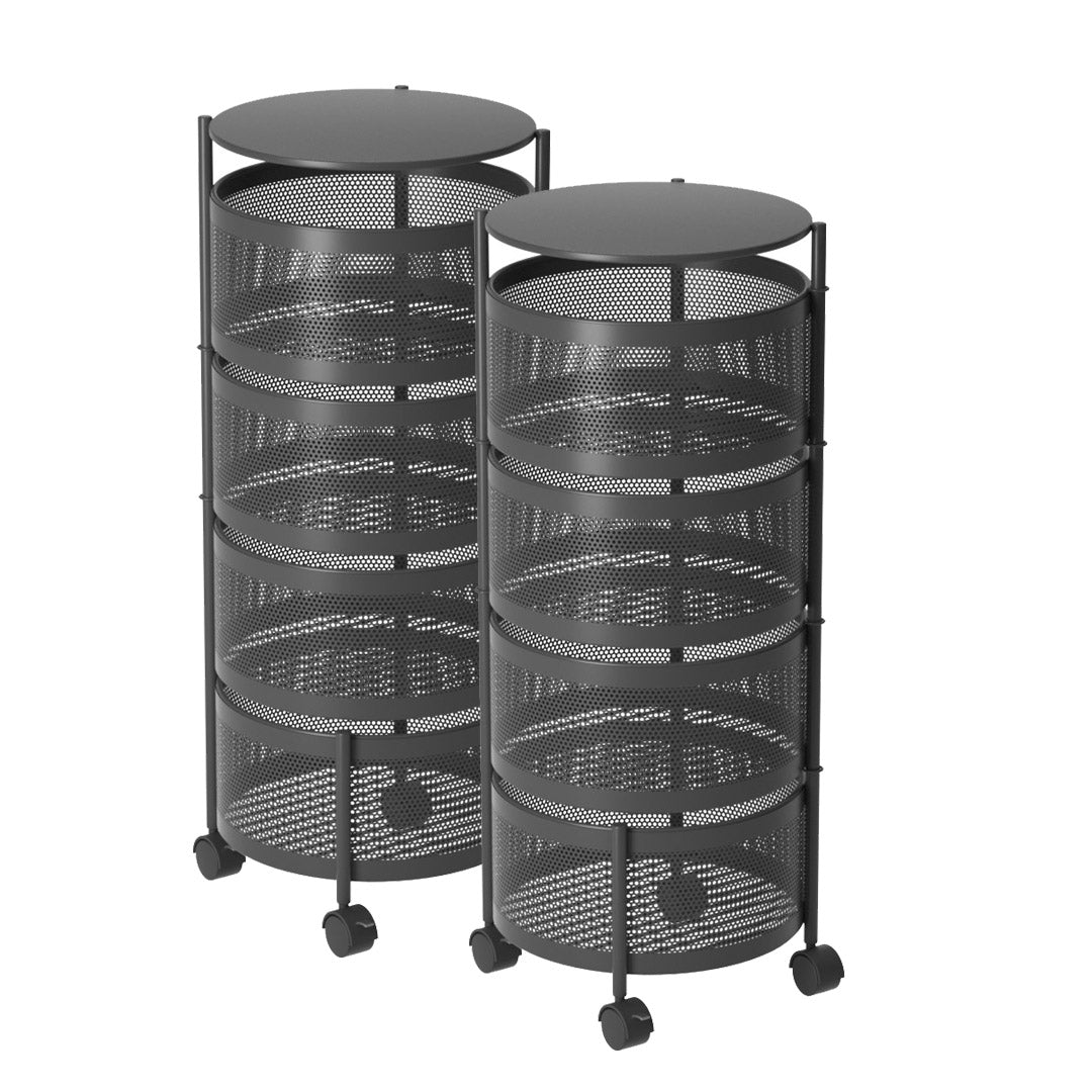Soga 2 X 4 Tier Steel Round Rotating Kitchen Cart Multi Functional Shelves Portable Storage Organizer With Wheels