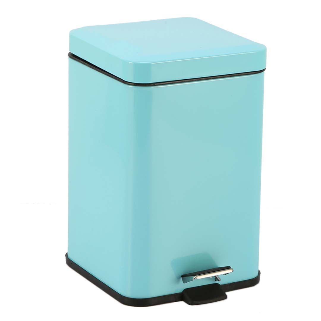 Soga Foot Pedal Stainless Steel Rubbish Recycling Garbage Waste Trash Bin Square 6 L Blue