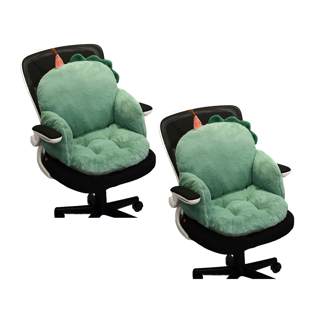 2X Green Dino Shape Cushion Soft Leaning Bedside Pad Sedentary Plushie Pillow Home Decor