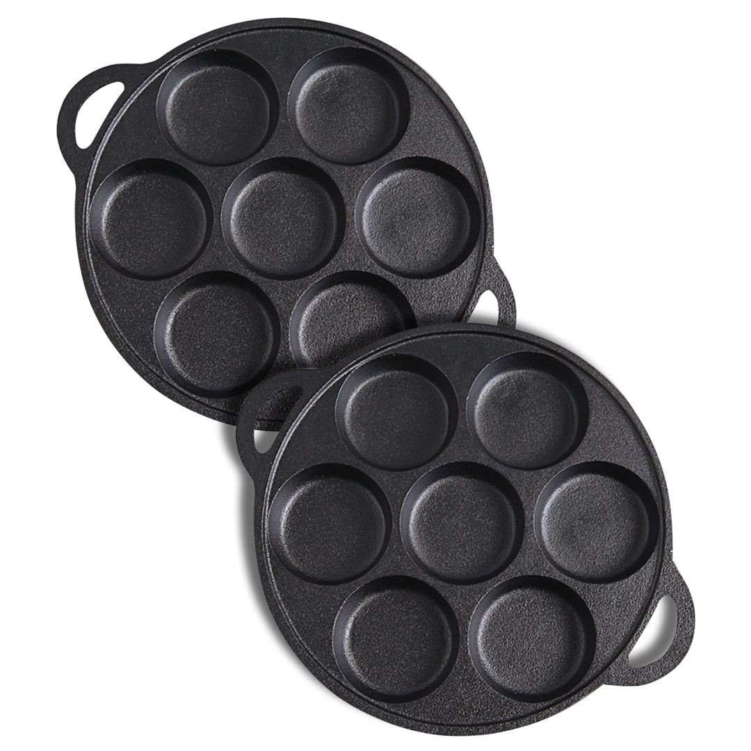 Soga 2 X 31.5cm Cast Iron Takoyaki Fry Pan Octopus Balls Maker 7 Hole Cavities Grill Mold